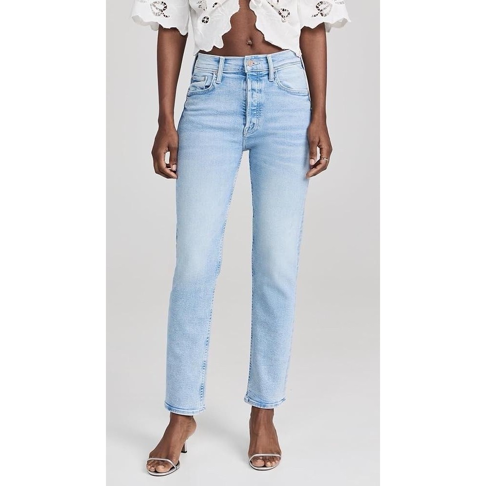 Mother The Tomcat Flood High Rise Straight Leg Jeans Women's Size 31 Light Wash